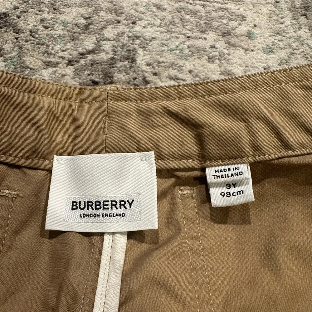 9. BURBERRY Boys Logo Patch Cargo Khaki Pants